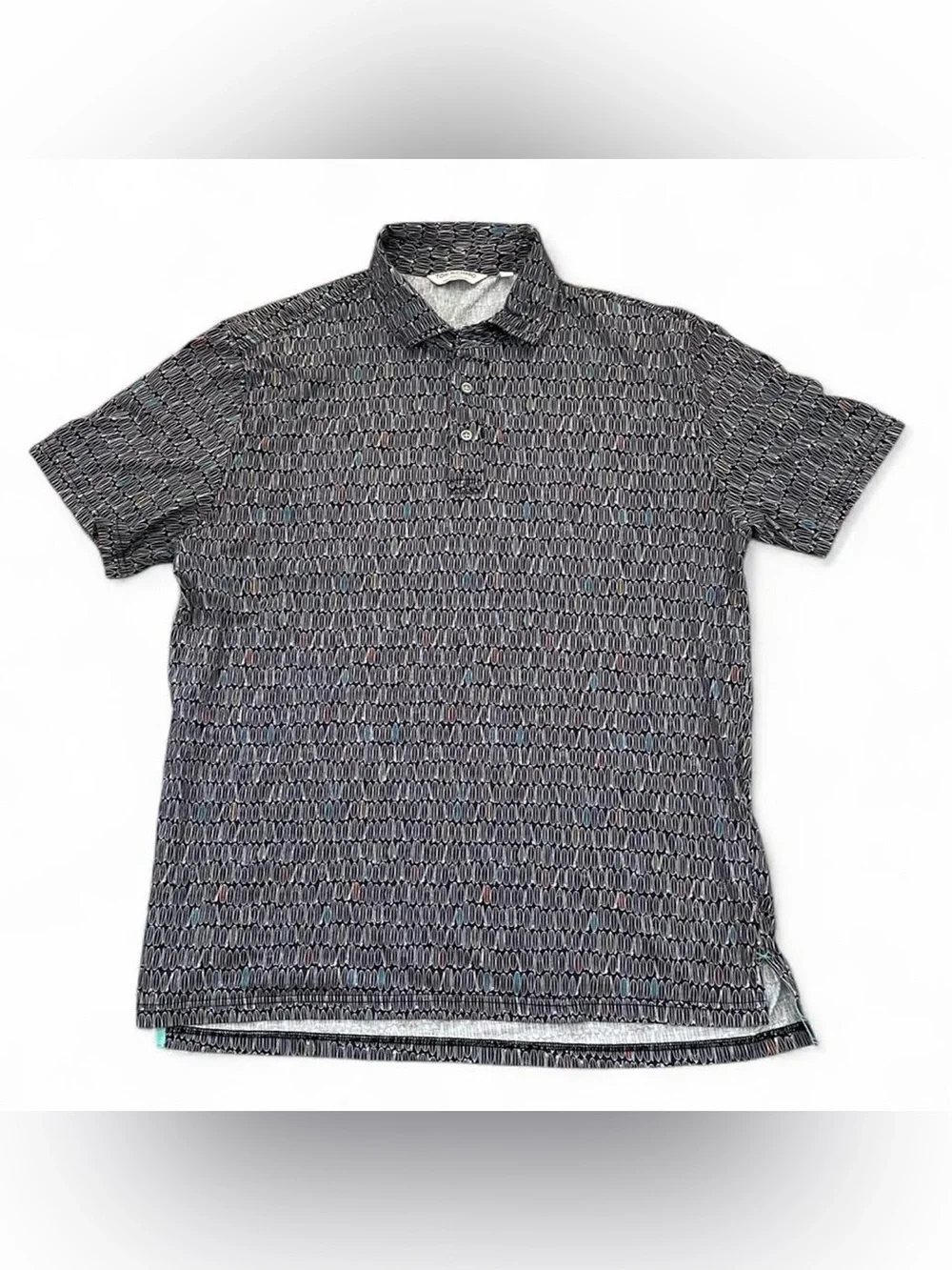 Men's Tori Richard Surfboard Patterned Short-Sleeve Golf Polo Shirt - Black